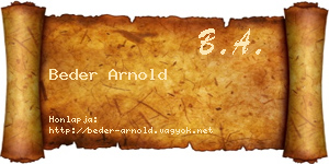 Beder Arnold névjegykártya